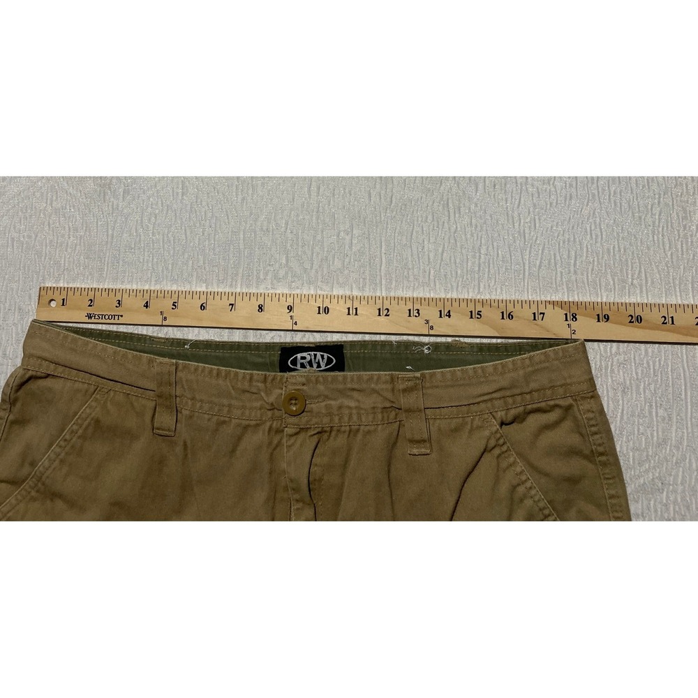Rugged Wear Mens 38 Cargo Shorts Khaki Tan Cotton Multi Pocket Relaxed Fit - Picture 6 of 11